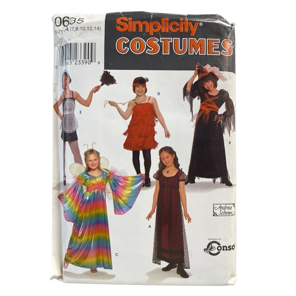 Simplicity Sewing Pattern 8830 Costumes Flapper Maid Fairy Witch Girls Size 7-14